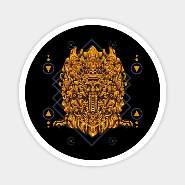 Barong Rangda Yellow Color Sacred Geometry Magnet by Marciano Graphic